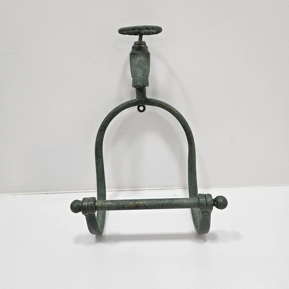 Metal Water Faucet Toilet Paper Primitive Farmhouse Decor Industrial Motif